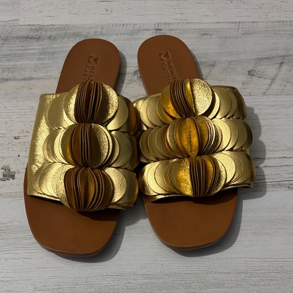 MERCEDES CASTILLO Dalphia Slide Gold Sandals Size 7 - Picture 3 of 11
